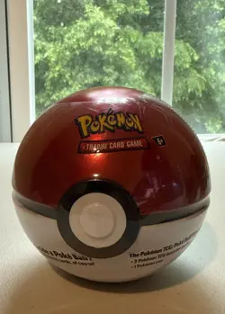 Pokemon TCG Pokemon Red Pokeball Tin A22 NEW SEALED 3 Booster - Image 1