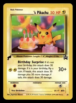 Birthday Pikachu 24 Wizards Black Star Promos Pokemon LP - Image 1