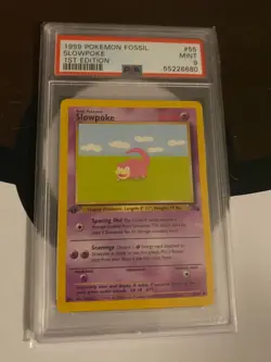 PSA 9 1st Edition Slowpoke Pokemon Fossil 1999 Common #55 Mint Fresh Slab - Image 1