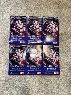 6x One Piece OP14 THE AZURE SEA’S SEVEN Sleeved Blister Booster Packs Sealed - Image 1