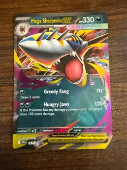 Mega Sharpedo ex 061/094 Pokemon Card- Near Mint- Phantasmal Flames - Image 1