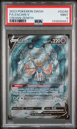 PSA 9 2023 POKEMON SWORD AND SHIELD CROWN ZENITH #GG48 FA/ZACIAN V CROWN ZENITH - Image 1