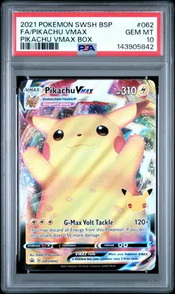 2021 POKEMON SWSH BLACK STAR PROMO PIKACHU VMAX BOX FULL ART/PIKACHU VMAX PSA 10 - Image 1