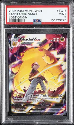 2022 POKEMON SWORD & SHIELD LOST ORIGIN #TG17 FULL ART/PIKACHU VMAX PSA 9 - Image 1