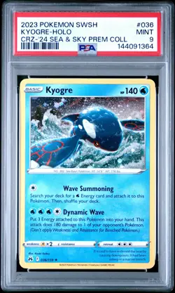 2023 POKEMON SWORD & SHIELD CROWN ZENITH #036 KYOGRE-HOLO PSA 9 - Image 1
