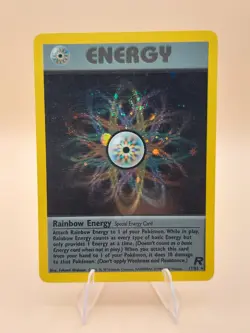 Rainbow Energy Holo Rare Team Rocket 17/82 Pokemon Card - WOTC 1999 SWIRL - Image 1
