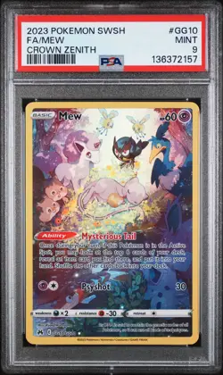2023 POKEMON SWORD & SHIELD CROWN ZENITH #GG10 FULL ART/MEW PSA 9 - Image 1
