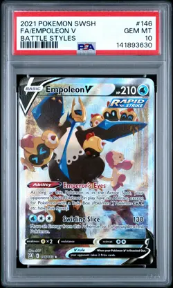 2021 POKEMON SWORD & SHIELD BATTLE STYLES #146 FULL ART/EMPOLEON V PSA 10 - Image 1