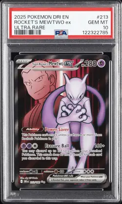 2025 POKEMON DRI EN-DESTINED RIVALS ULTRA RARE TEAM ROCKET'S MEWTWO EX PSA 10 - Image 1