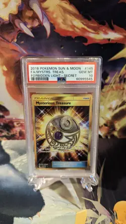 PSA 10 Mysterious Treasure 145/131 Holo Gold Secret Rare Pokemon Forbidden Light - Image 1