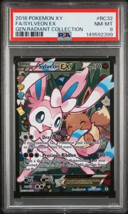 2016 POKEMON XY FULL ART SYLVEON EX #RC32 RADIANT COLLECTION PSA 8 - Image 1