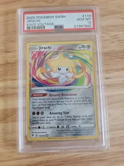 2021 Pokemon Vivid Voltage 119/185 Jirachi Amazing Rare Holo PSA 10 - Image 1