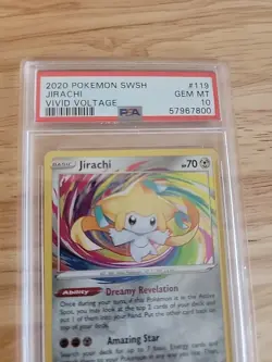 2021 Pokemon Vivid Voltage 119/185 Jirachi Amazing Rare Holo PSA 10 - Image 2