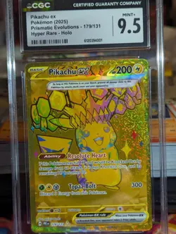Pokemon 2025 Prismatic Evolutions Pikachu ex #179/131 CGC 9.5 Gold Hyper Rare - Image 1