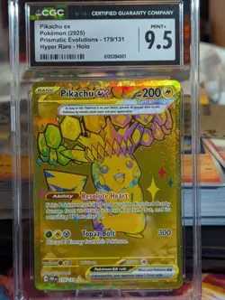 Pokemon 2025 Prismatic Evolutions Pikachu ex #179/131 CGC 9.5 Gold Hyper Rare - Image 2