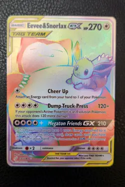 EEVEE & SNORLAX GX TAG TEAM 191/181 POKEMON TEAM UP SECRET RARE - Image 1