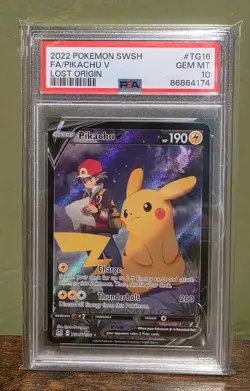 Pokemon Lost Origin Pikachu V #TG16 Full Art PSA 10 Gem Mint - Image 1