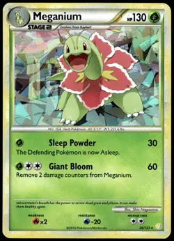 Meganium 26/123 Rare HeartGold & SoulSilver Pokemon Reverse Holo MP - Image 1