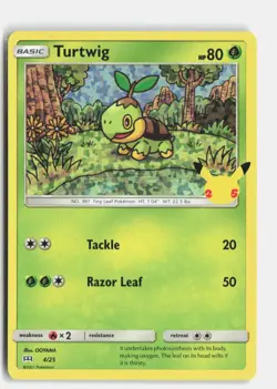 Turtwig 004/025 McDonald's 25th Anniversary Promos Promo Pokemon Holo NM - Image 1