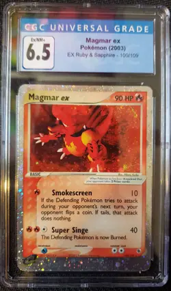 2003 Pokemon EX Ruby & Sapphire Magmar ex CGC 6.5 EX/NM+ #100/109 - Image 1