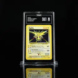 Pokemon TCG Zapdos Holo 1999 WOTC Base Set 16/102 Vintage TAG 8 NM MT - Image 1