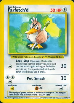 FARFETCH'D 27/102 UNCOMMON BASE SET UNLIMITED POKEMON MP - Image 1