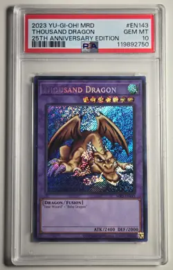 2023 YU-GI-OH! 25TH ANNIVERSARY Thousand Dragon MRD-EN143 PSA 10 - Image 1
