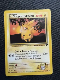 6 Pikachu Card Lot Vintage WOTC Gym Heroes Lt Surge + Sandstorm E Reader LP/NM - Image 2