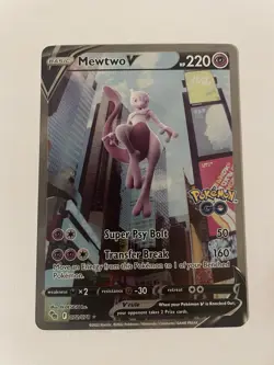 Pokemon Go Mewtwo v Alternate Full Art Holo Rare Card 072/078 Pokemon TCG A4 - Image 1