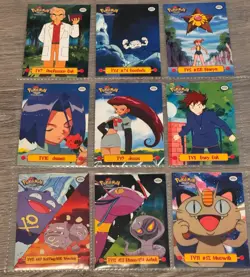 1999 Topps Pokemon 9-Card Complete Puzzle Set TV Animation Jesse James Oak - Image 2