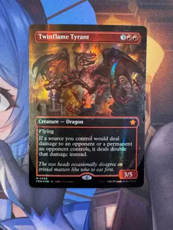 MTG Twinflame Tyrant (Borderless) (Mana Foil) Foundations Foil - NEAR MINT - Image 1