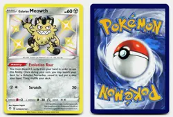 GALARIAN MEOWTH SHINING FATES SHINY VAULT SV086/SV122 NM SHINY RARE POKEMON HOLO - Image 1