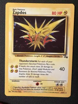 COSMOS HOLO Pokemon TCG Zapdos 15/62 Fossil Rare Vintage WOTC LP - Image 1