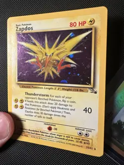 COSMOS HOLO Pokemon TCG Zapdos 15/62 Fossil Rare Vintage WOTC LP - Image 2