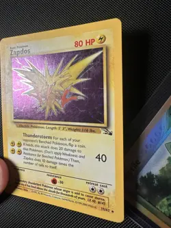 COSMOS HOLO Pokemon TCG Zapdos 15/62 Fossil Rare Vintage WOTC LP - Image 3