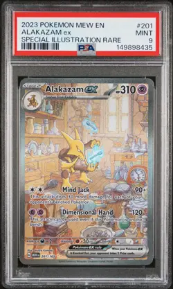 PSA 9 2023 POKEMON MEW EN-151 #201 ALAKAZAM EX SPECIAL ILLUSTRATION RARE - Image 1