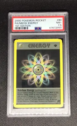 2000 Pokemon Team Rocket 1st Edition Rainbow Energy #80 PSA 7.5 - Image 1