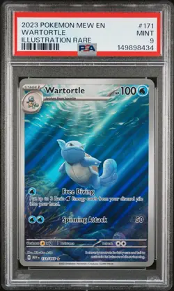 PSA 9 2023 POKEMON MEW EN-151 #171 WARTORTLE ILLUSTRATION RARE - Image 1