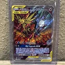 Moltres Zapdos Articuno GX SM210 Stained Glass Promo Tag Team Pokemon TCG - Image 1