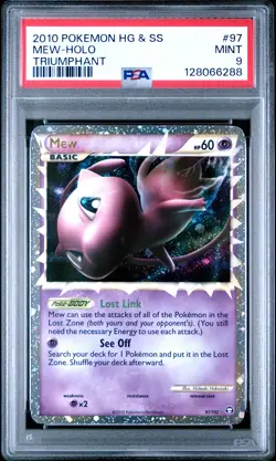 2010 POKEMON HEARTGOLD & SOULSILVER TRIUMPHANT #97 MEW-HOLO PSA 9 - Image 1