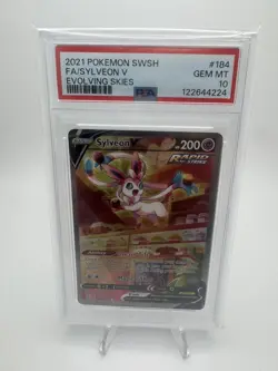 2021 POKEMON SWORD & SHIELD EVOLVING SKIES #184 FULL ART/SYLVEON V PSA 10 - Image 1