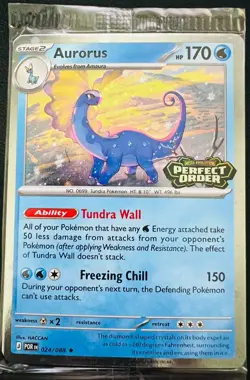 Aurorus 024/088 Perfect Order Stamped Holo Pokemon Card POR NM Sealed Playset - Image 1