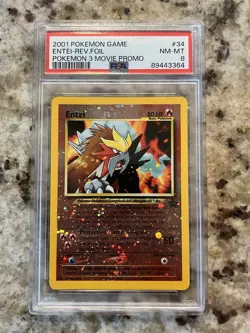 Entei-Rev.Foil Pokemon 3 Movie Promo Pokemon Game Movie 34 NM PSA 8 - Image 1