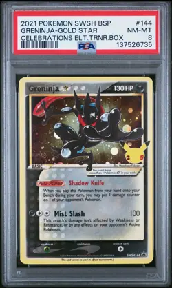 2021 POKEMON SWSH BLACK STAR PROMO #144 GRENINJA-GOLD STAR PSA 8 - Image 1