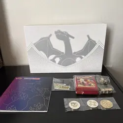 CHARIZARD UPC Pokemon TCG: Sword and Shield Ultra Premium EMPTY Box PLUS ITEMS - Image 1