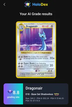 1999 POKEMON BASE SET #18 DRAGONAIR SHADOWLESS - Image 3