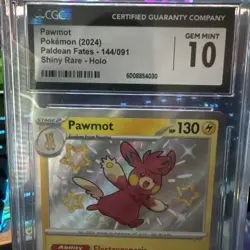 Pokemon TCG Paldean Fates Pawmot 144/091 Baby Shiny Rare Holo - Image 2