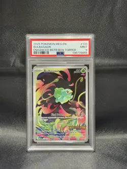 Pokemon TCG: Bulbasaur Mega Evolution 133/132 - Box Topper Stamped Promo PSA 9 - Image 1