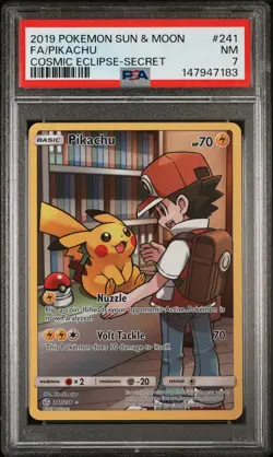 2019 Pokemon Sun & Moon Cosmic Eclipse Pikachu #241 Secret FA PSA 7 Near Mint - Image 1