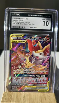 2019 POKEMON #SM230 CHARIZARD BRAIXEN GX TAG TEAM CGC GEM MINT 10 - Image 1